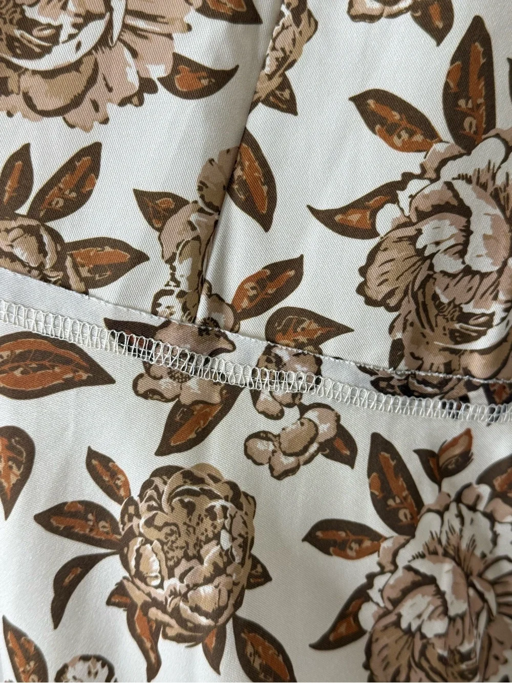 Neutral Floral Midi Skirt Romantic Cottagecore A-Line Skirt - Picture 8 of 12